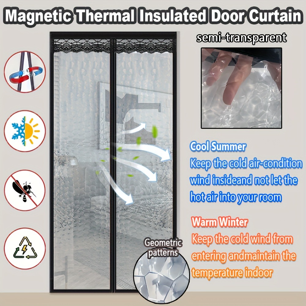 EVA Magnetic Thermal Insulation Door Curtain Auto Close Windproof Heat Barrier Screen Curtain For Home & Courtyard Use