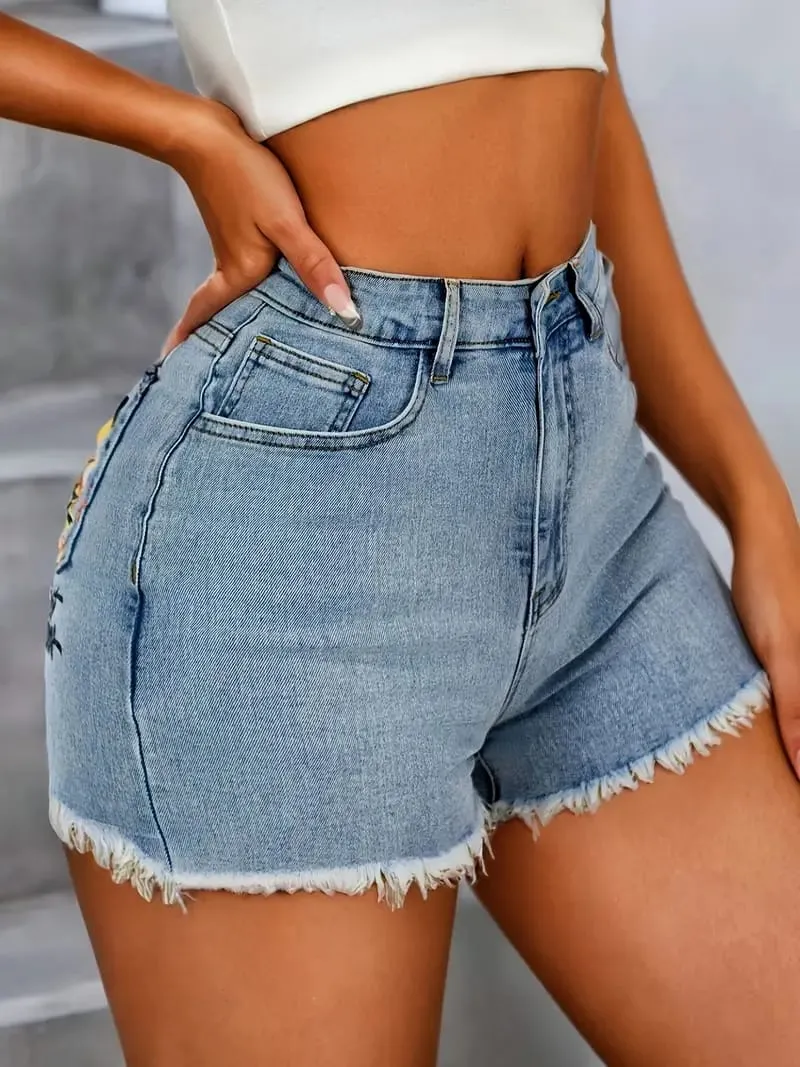 Women's High Waist Embroidered Jeans Wide Leg Full Length Jeans With A Mystic Eye Embroidery Dark Wash Denim For A Bohemian Look Size4 - Shop at LoveMi