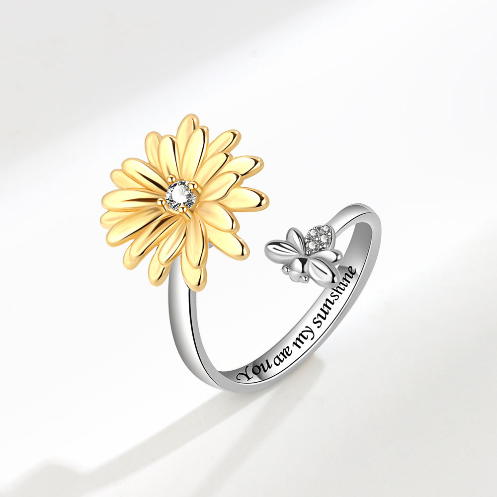 Title 5, Daisy Spinning Ring Personalized Sunflower Fashion