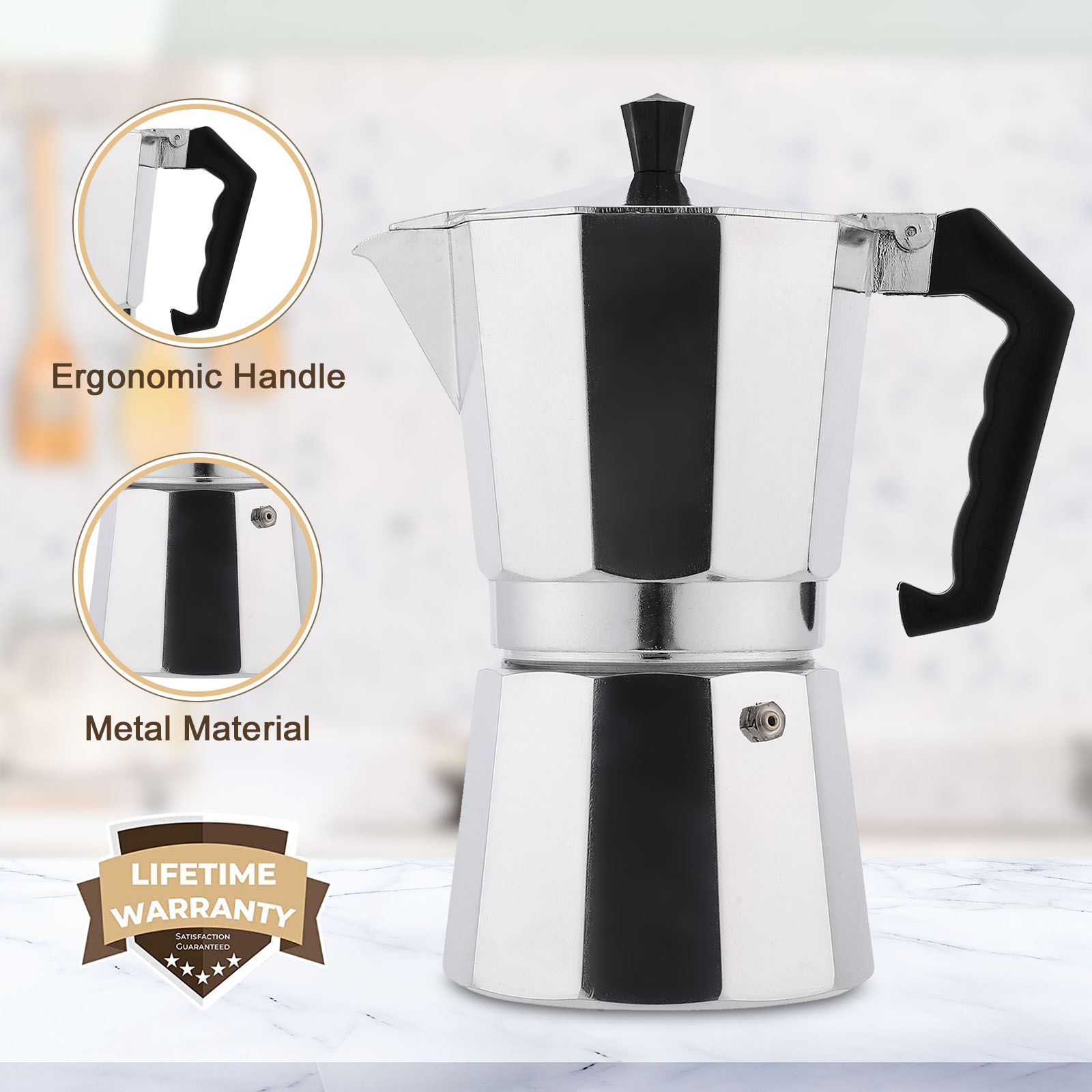 RAINBEAN Stovetop Espresso Maker 180ml, Silver. Make Great Drinking Experience RAINBEAN Espresso Maker stands out from alternatives like: Instant, Capsule or Drip coffee,durable cast aluminum body with pressure valve for higher caffeine extraction and fla