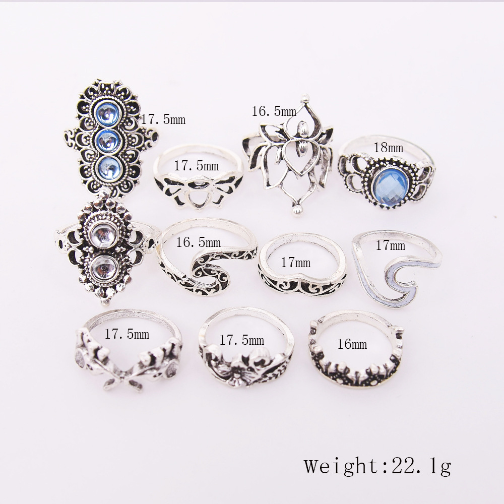 Title 1, Vintage 11-Piece Ring Set featuring Palm Crown,...