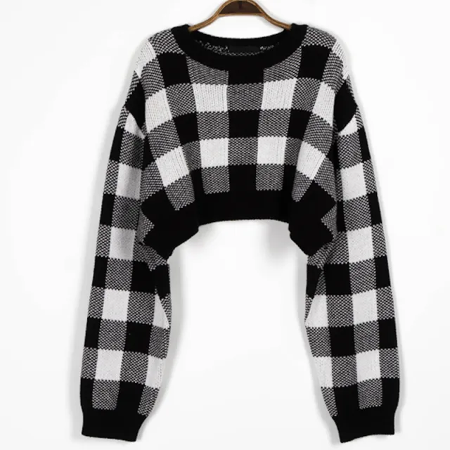 Women's Early Autumn Short And Thin Sweater Black And White - Shop at LoveMi