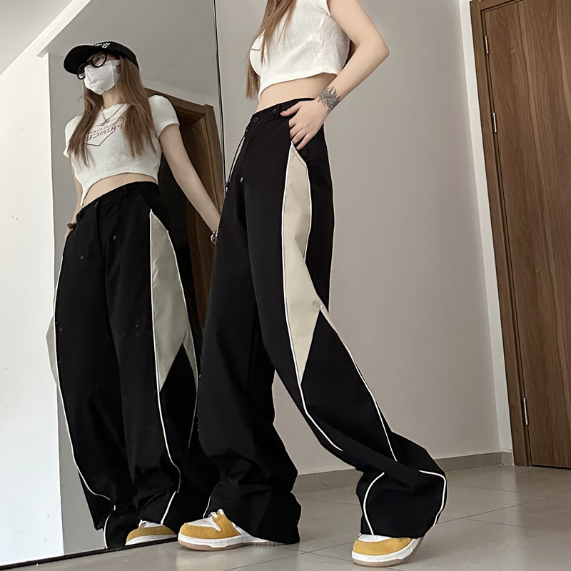 Title 5, Retro Wide-leg Pants for Women, Loose Fit, Draw...