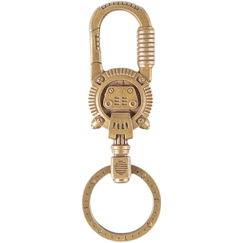 Pure Brass Mechanical Retro Steampunk Keychain Bag Pendant - 30Mm Key Ring Included
