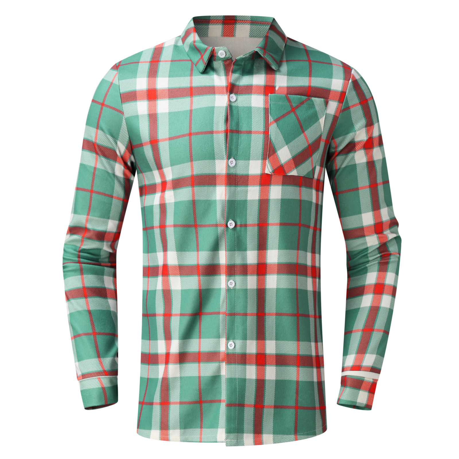 Single-breasted Men's Plaid Shirt