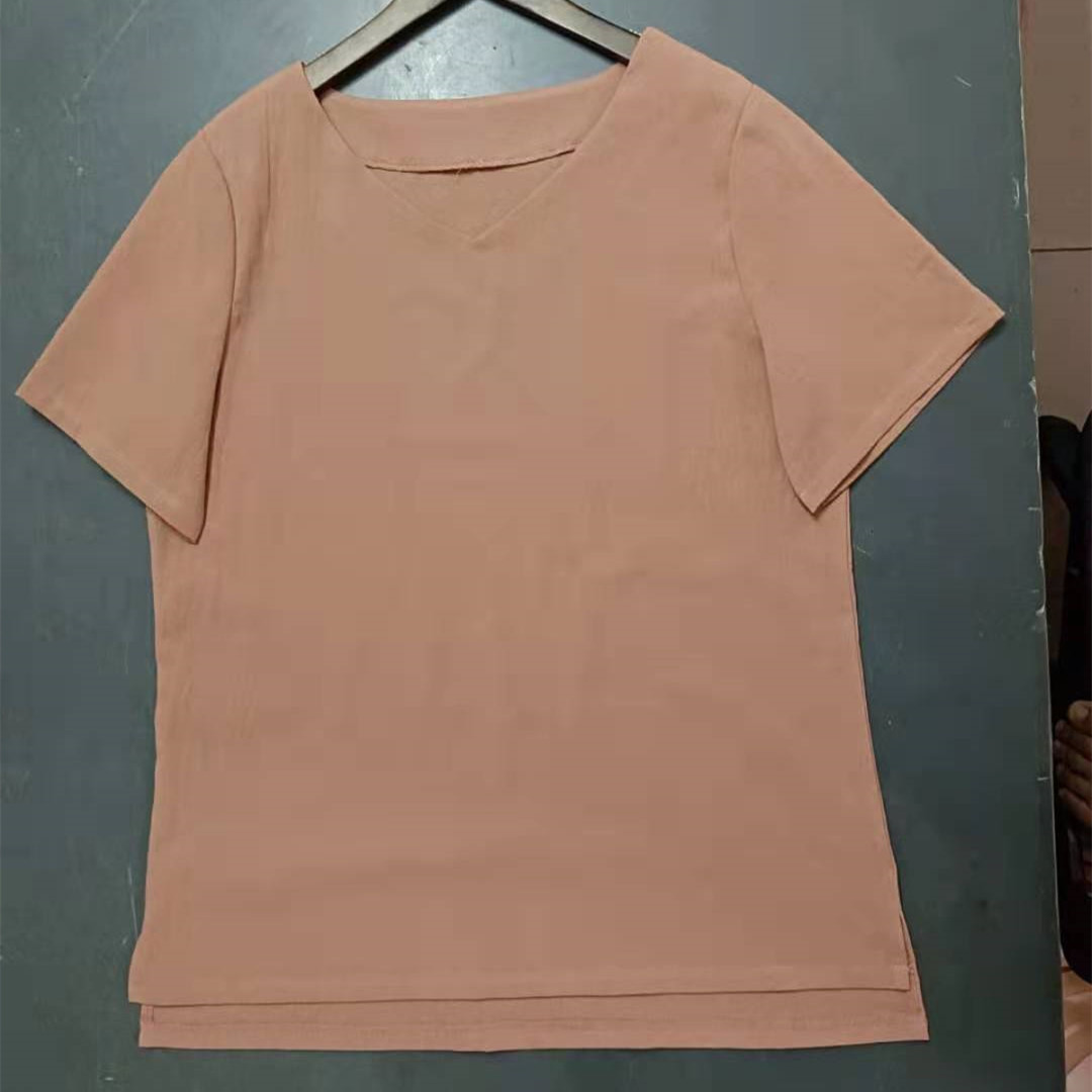 Women's Fashion V-neck Loose Short-sleeved T-shirt