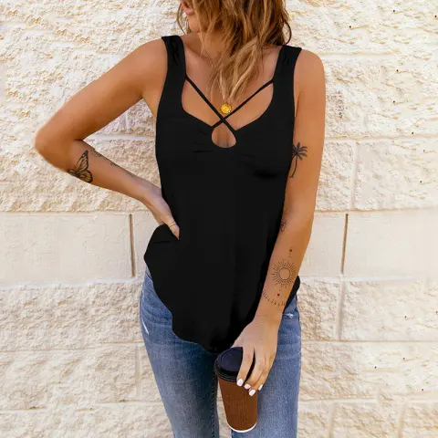 Women's Clothing Cross Solid Color Camisole Top Women