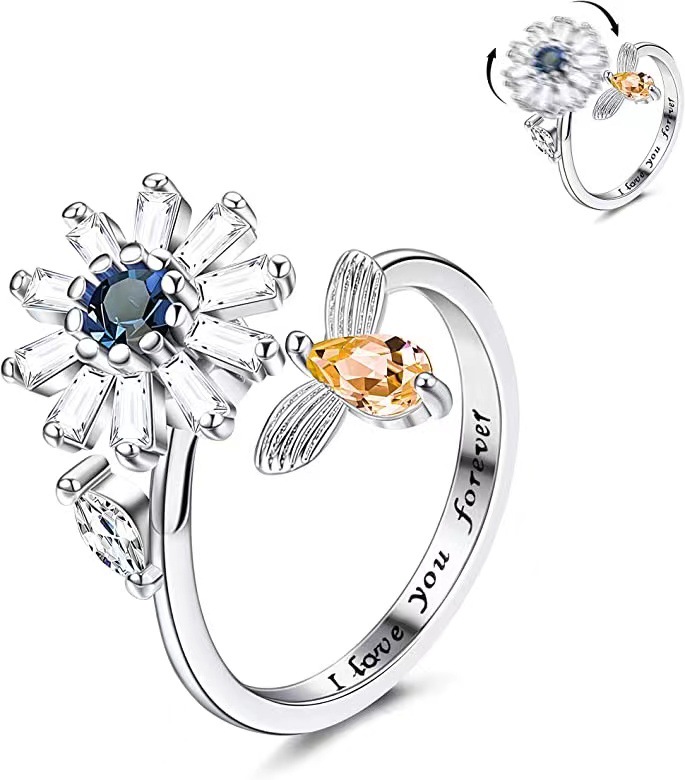 Adjustable Lettering Relieves Anxiety Rotating Ring — foto 2