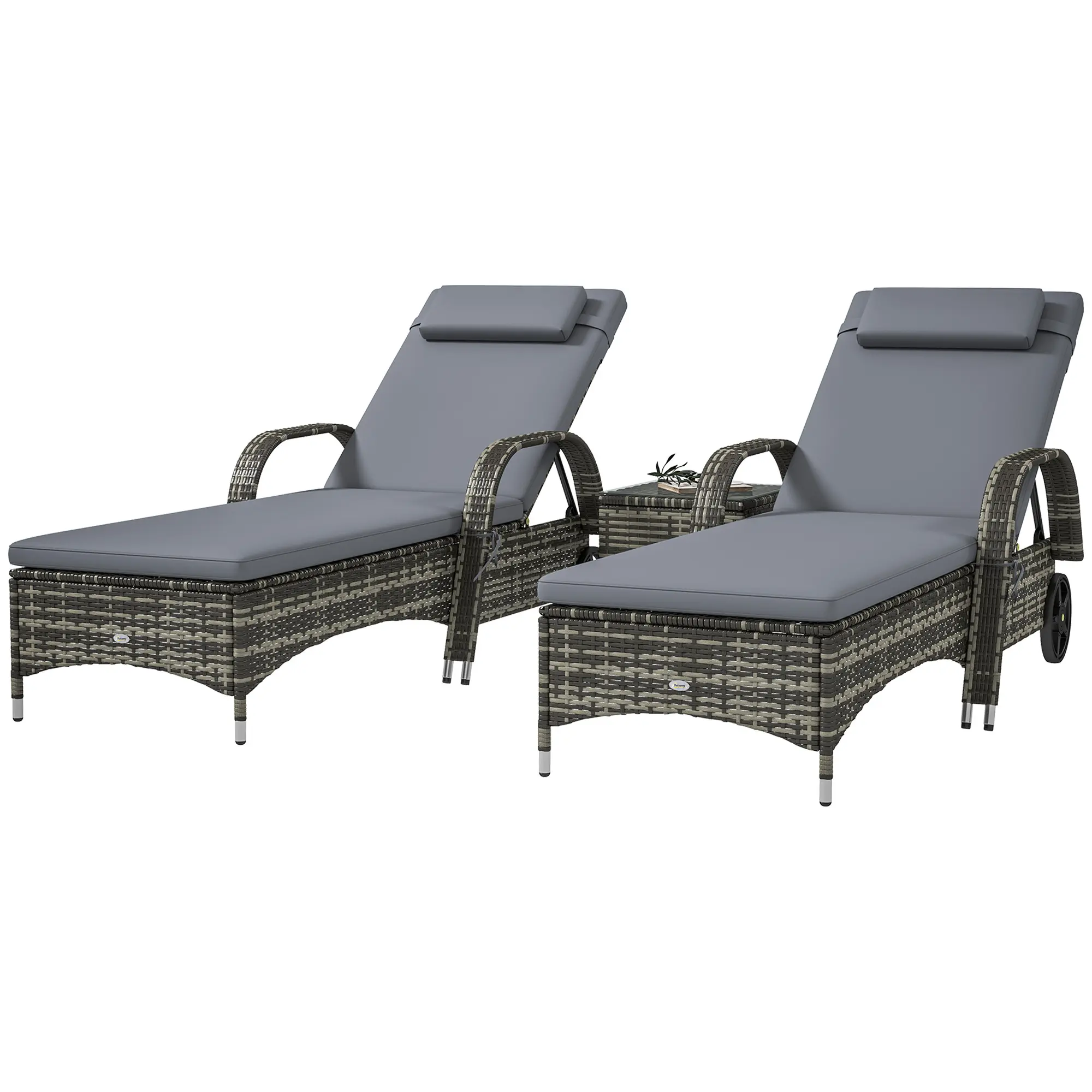 Patio Wicker Chaise Lounge Chair Set