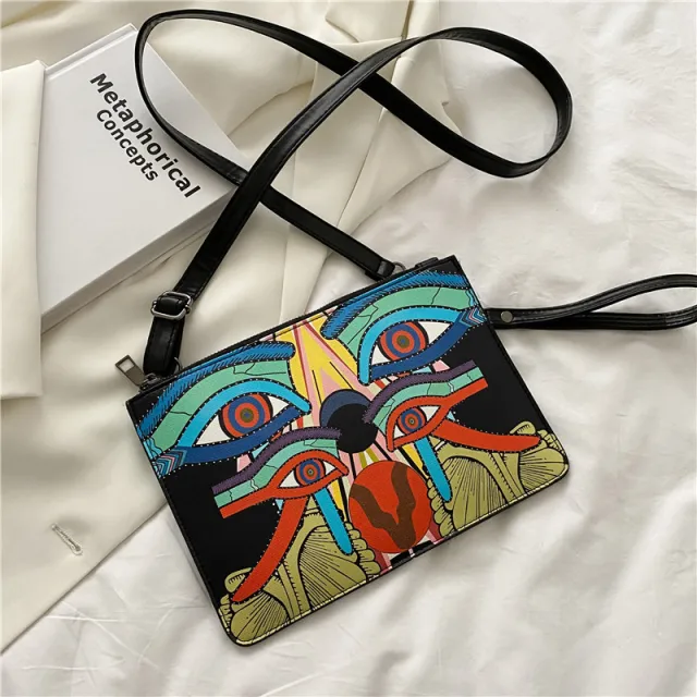 New Fashion Temperament Bag, Clutch Envelope Bag, Printed Shoulder Bag, Graffiti Stitching Diagonal Bag - Shop at LoveMi