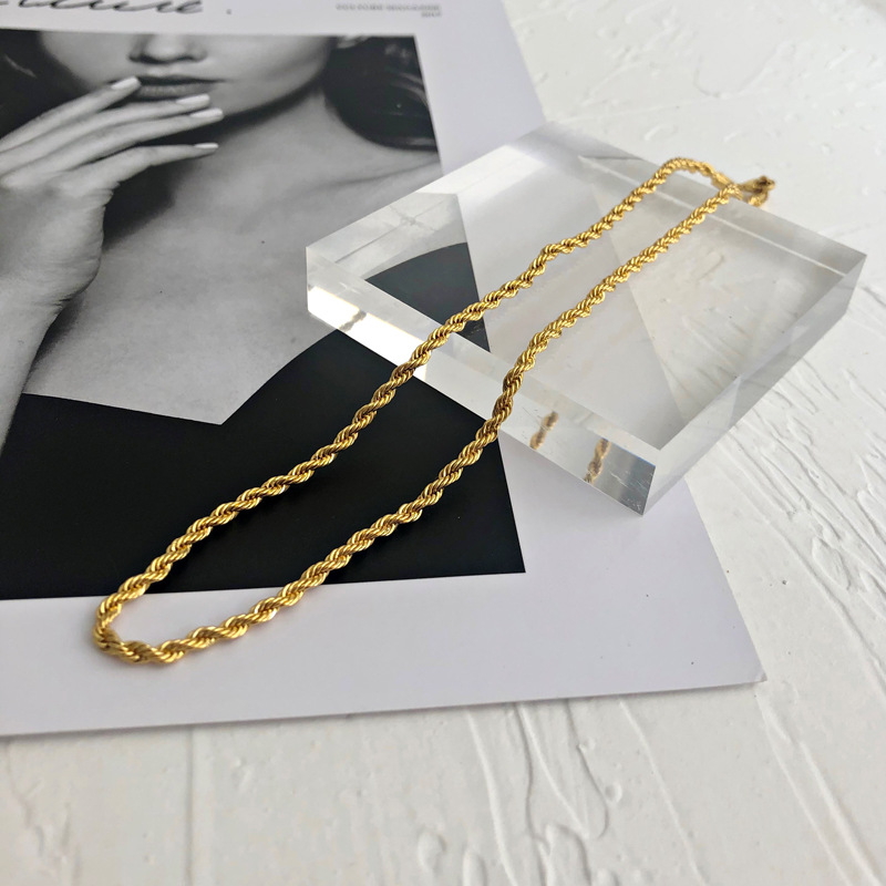 Women's Fashion Simple Copper Plated Real Gold Bracelet Necklace