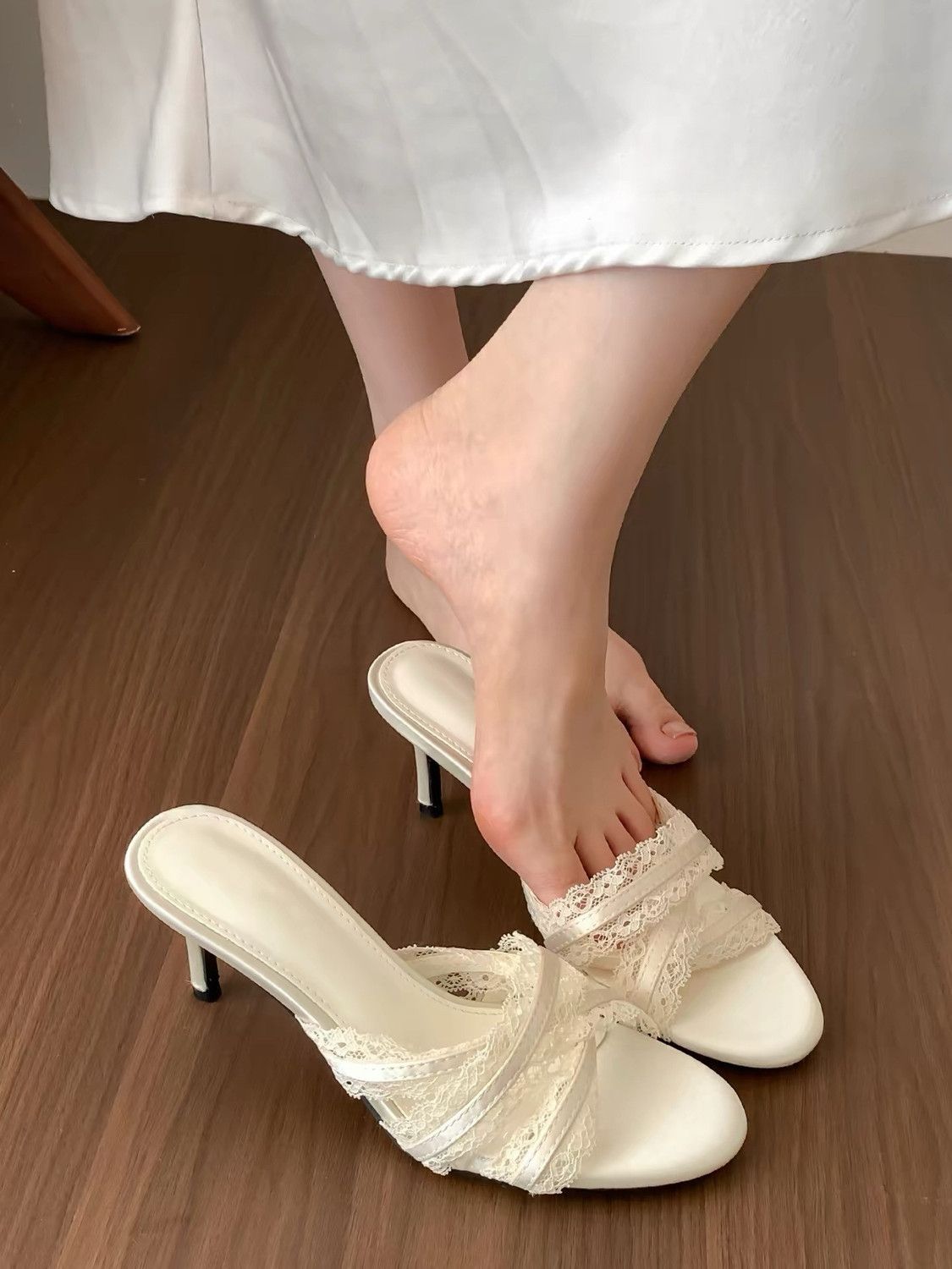 Satin One-Strap Slide Sandals, picture 4 of 4