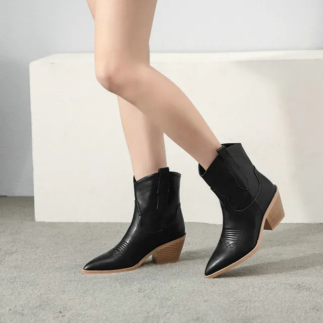 British Style Pointed Thick Heels Black - Shop at LoveMi