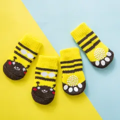 Pet Knit Skid Warm Love Cotton Socks - Yellow Kumamoto - View 1