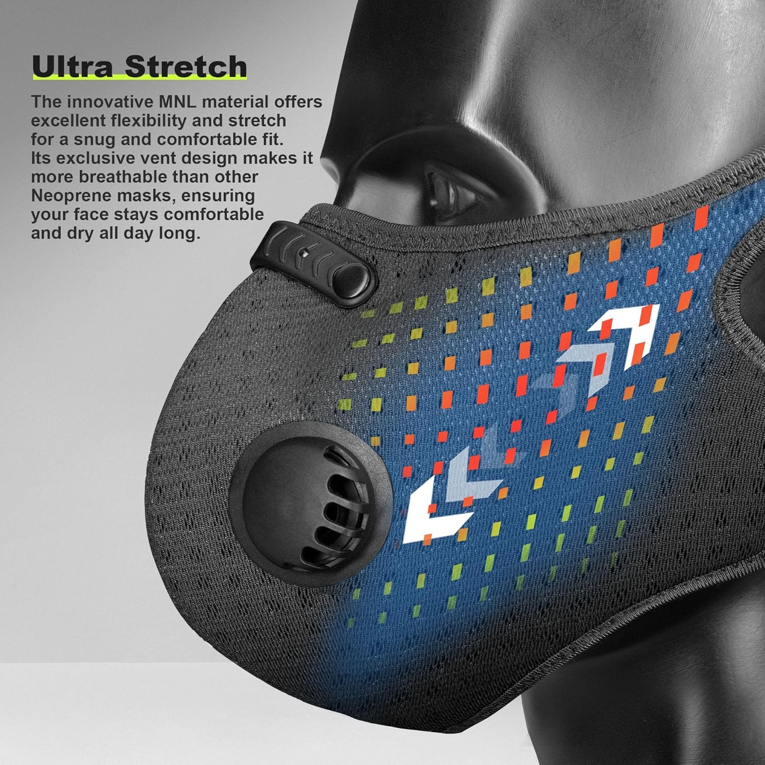 Sport Cycling Face Mask With Active Carbon Filter Breathing Valves Washable
