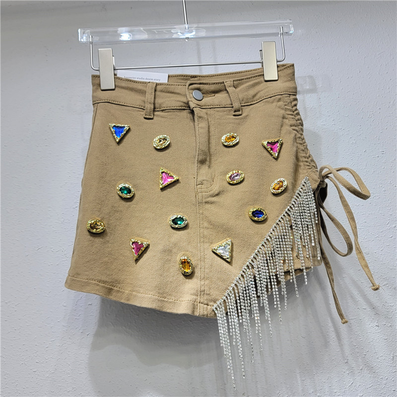 Women's Fashion Heavy Irregular A-line Denim Short Skirt
