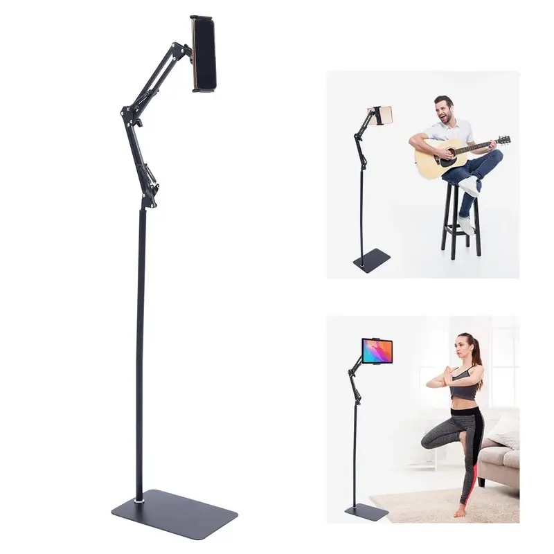 Universal Ipad Stand Floor Tablet Bracket Adjustable Flexible Rotation Phone Holder Rotating Stand Support 4.72 To 7.09in