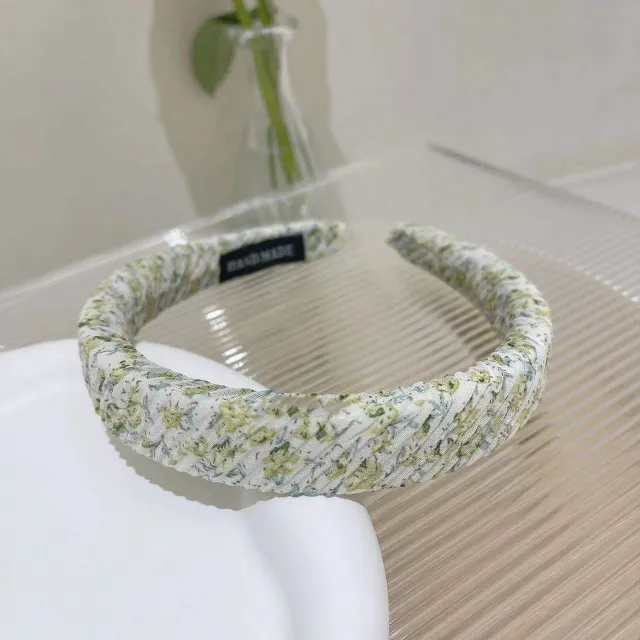 Mori's New Chiffon Small Floral Pleated Headband Green Floral - Shop at LoveMi