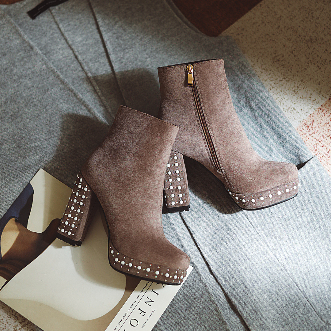 Title 5, Super High-heeled Slim Simple Suede Single Boots