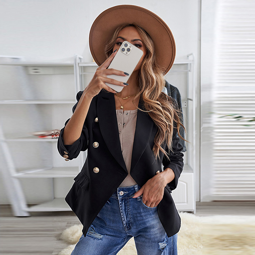 Amazon Cross-Border Slim Cardigan Lapel Long Sleeve Top Jacket