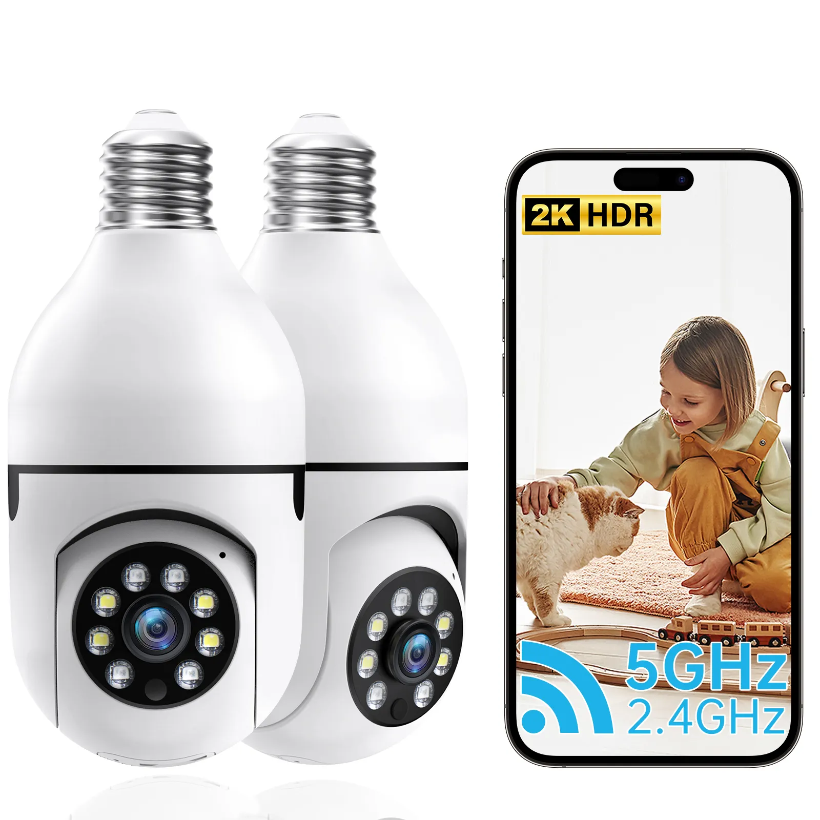 WiFi Indoor E27 Network Security Camera 2K
