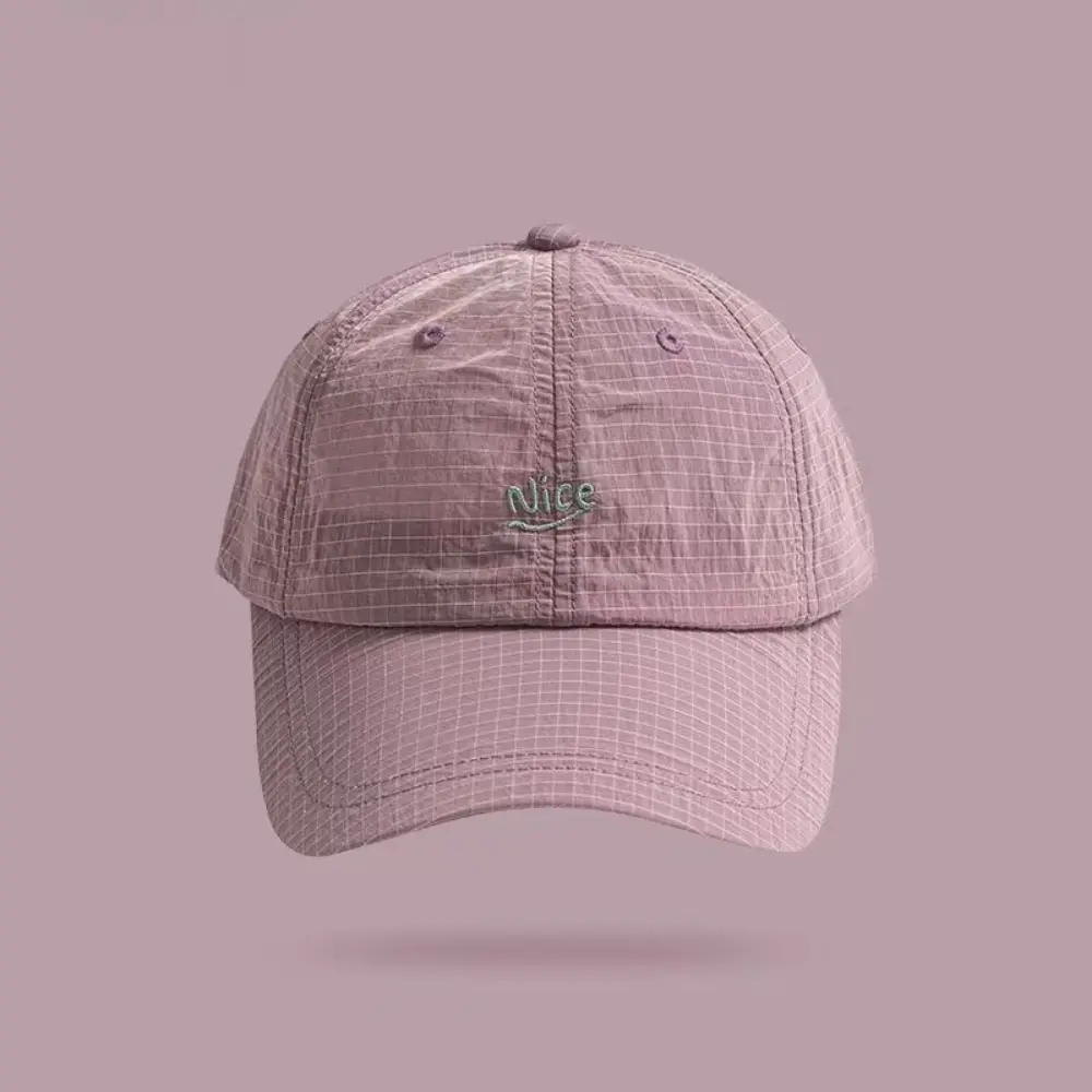 Summer Women's Fine-check Embroidered Nice Letter Style Fashionable And Simple Baseball Cap, Suitable For Daily Commuting And School Wear, Versatile Soft-brimme