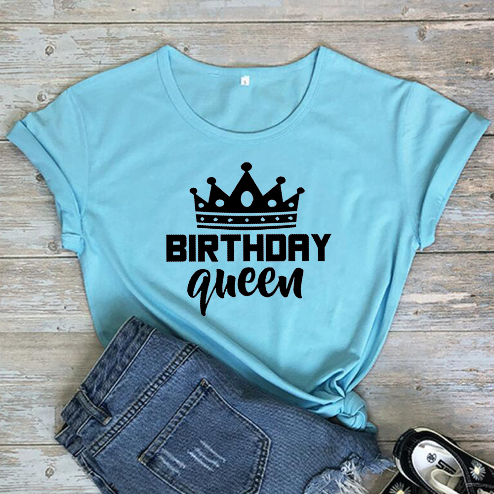 Title 10, Women Queen Letter Print Short Sleeve T Shirt C...