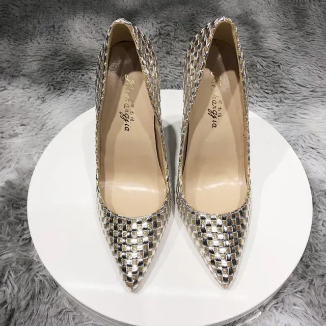 12cm Color Matching Woven High Heels 10Cm 42 - Shop at LoveMi