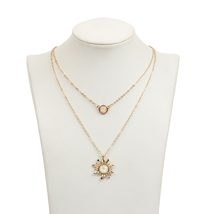 French Design Sense Multi-layer Sunflower Necklace Women