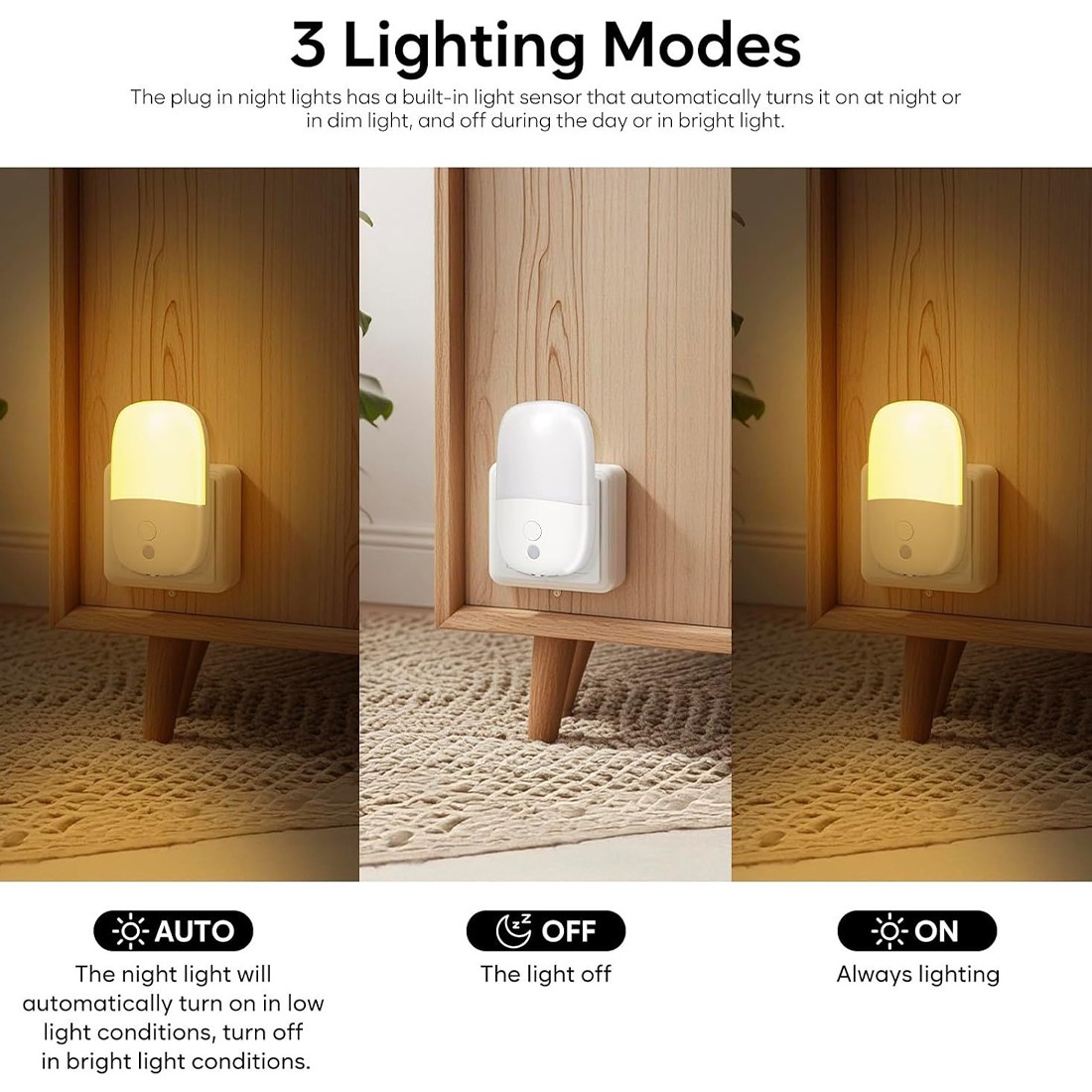 4Pack Night Light Plug In Wall, Automatic Sensor With Dusk To Dawn