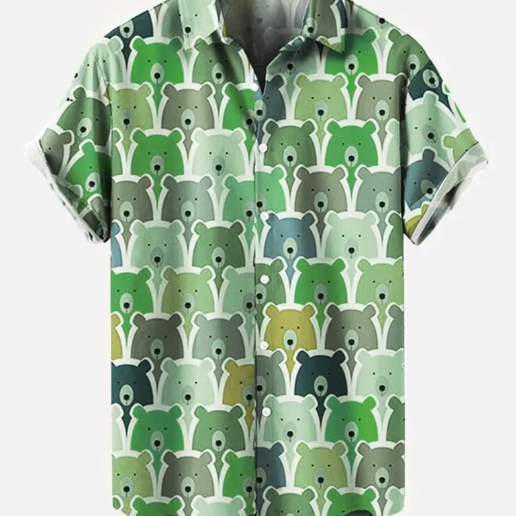 Fashion Bear Print Hawaiian Men's Shirt