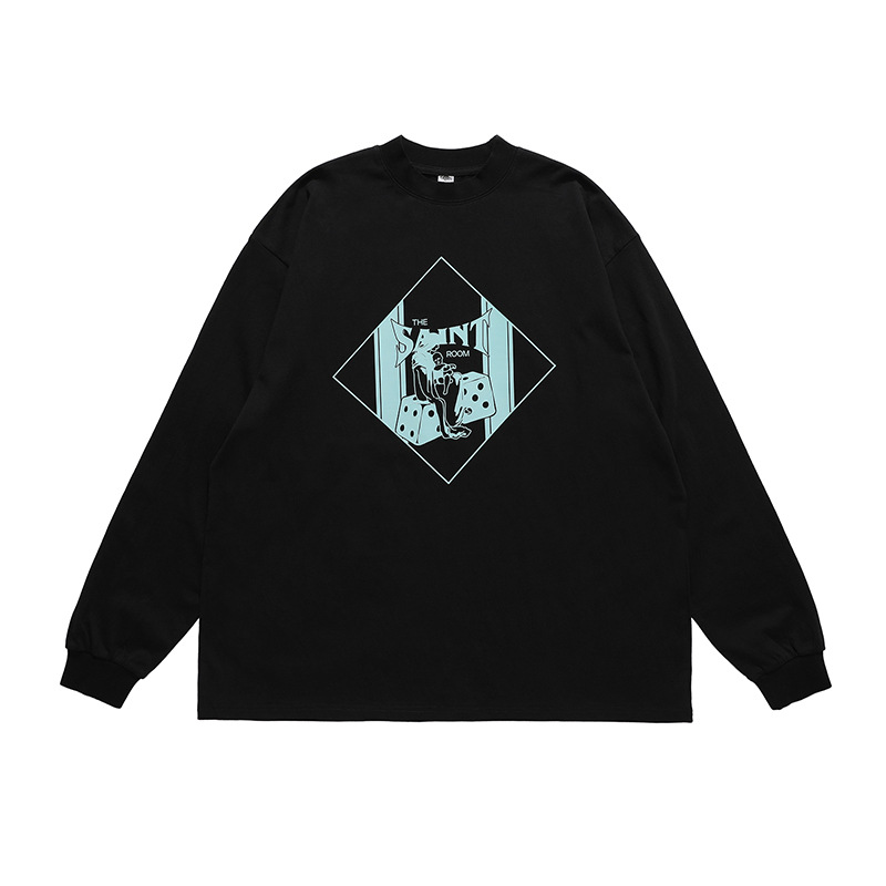 American High Street Hip Hop Printed Long Sleeve T-Shirt Men