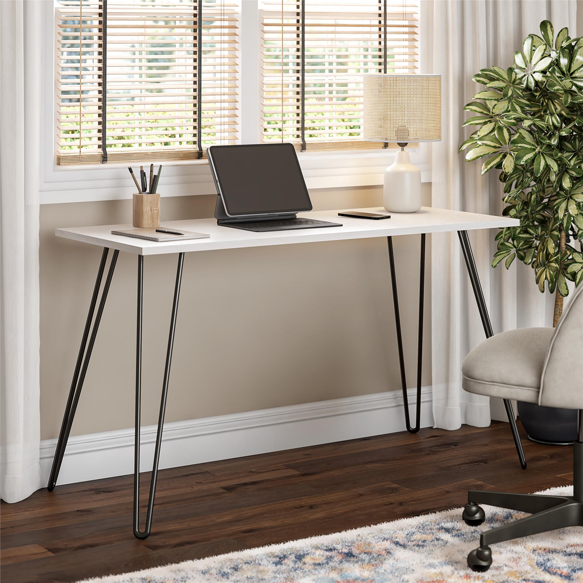 Writing Desk With Black Hairpin Metal Leg_voghion.com