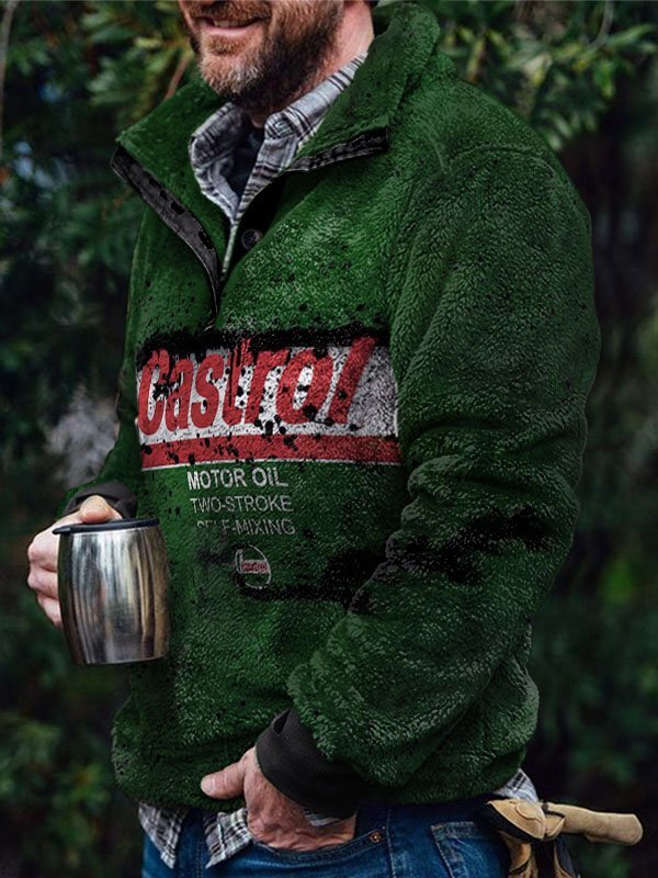 Autumn And Winter Casual Button Pocket Flannel Plush Men's Sweater