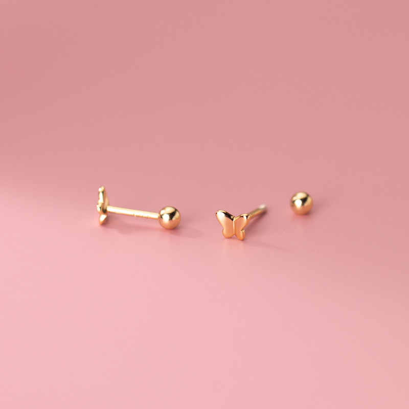 Simple Temperament Thread Light Beads S925 Silver Earrings