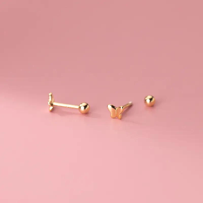 Simple Temperament Thread Light Beads S925 Silver Earrings
