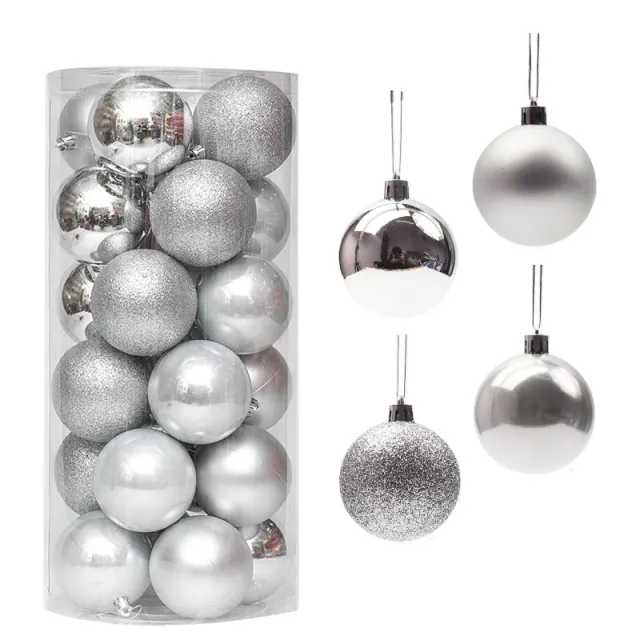 Christmas Ball Plastic Pendant Colorful Ball 3 Cm4cm6cm8CM Christmas Product Silver - Shop at LoveMi