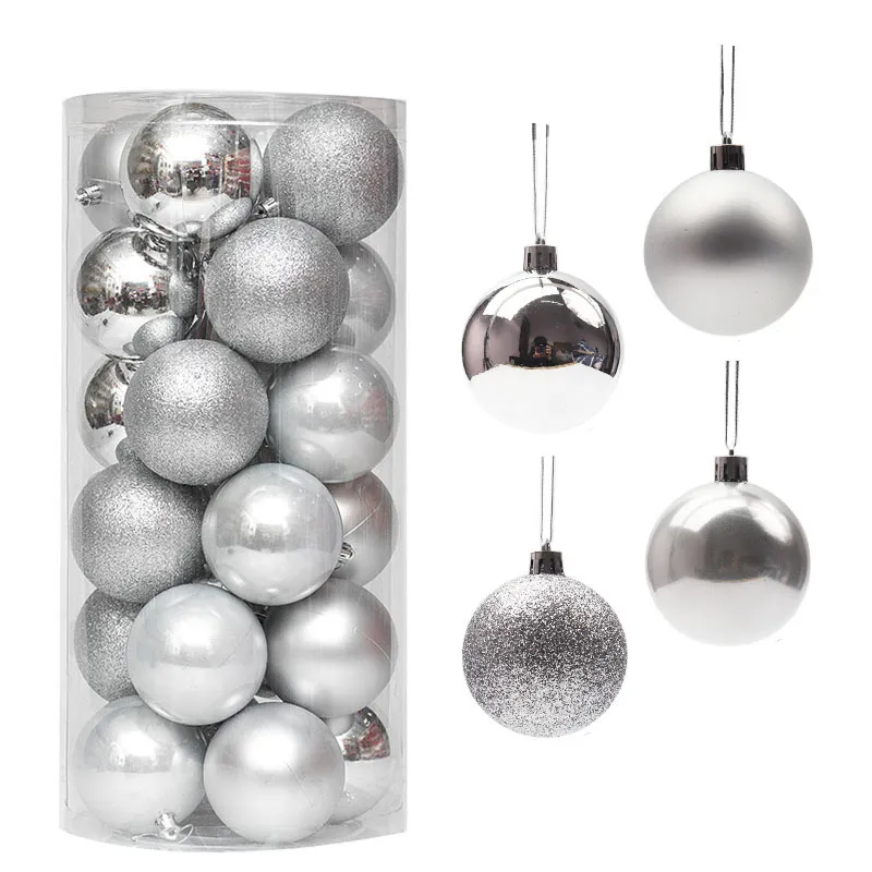 Christmas Ball Plastic Pendant Colorful Ball 3 Cm4cm6cm8CM Christmas Product - Silver