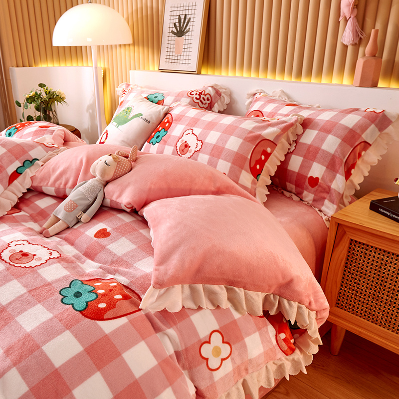 Milk Velvet Coral Fleece Double Sided Quilt Cover