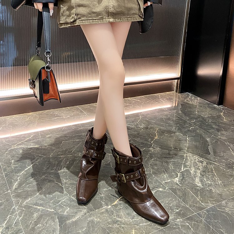 Round Toe Buckle Long Boots, picture 3 of 5