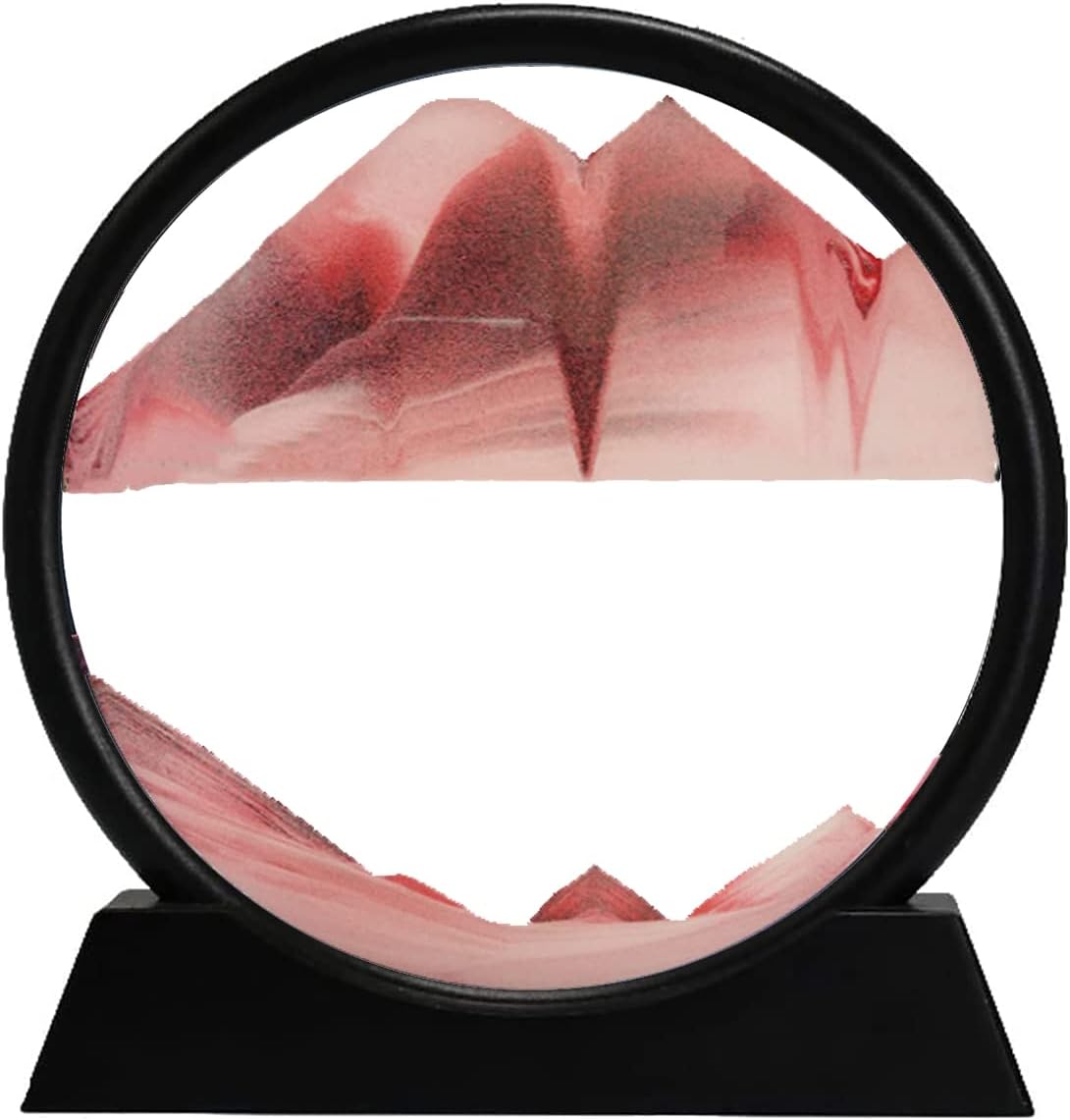 3d Dynamic Sand Art Moving Liquid Motion Picture Round Glass Desk_voghion.com