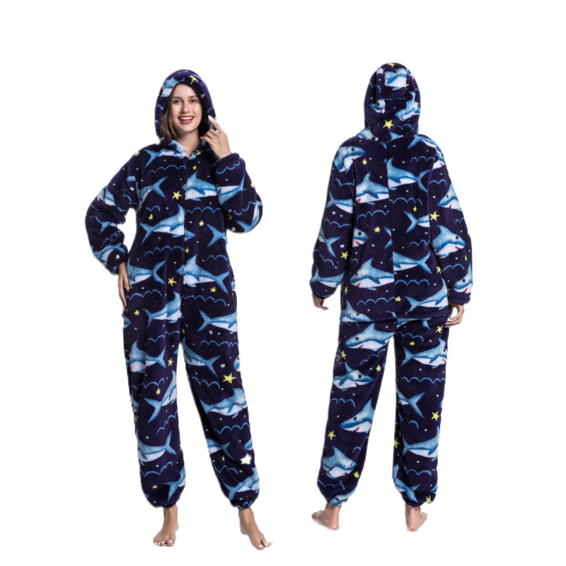 Title 2, Hooded Thick Cartoon Animal One Piece Pajamas