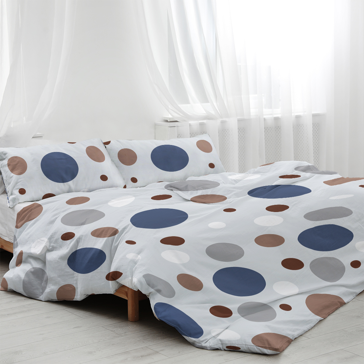 Modern Simple Style Duvet Cover Set, Polka Dots Comforter Cover Set For Kids Teens Adults Room, Geometric Circles Bedding Set 3 Pcs