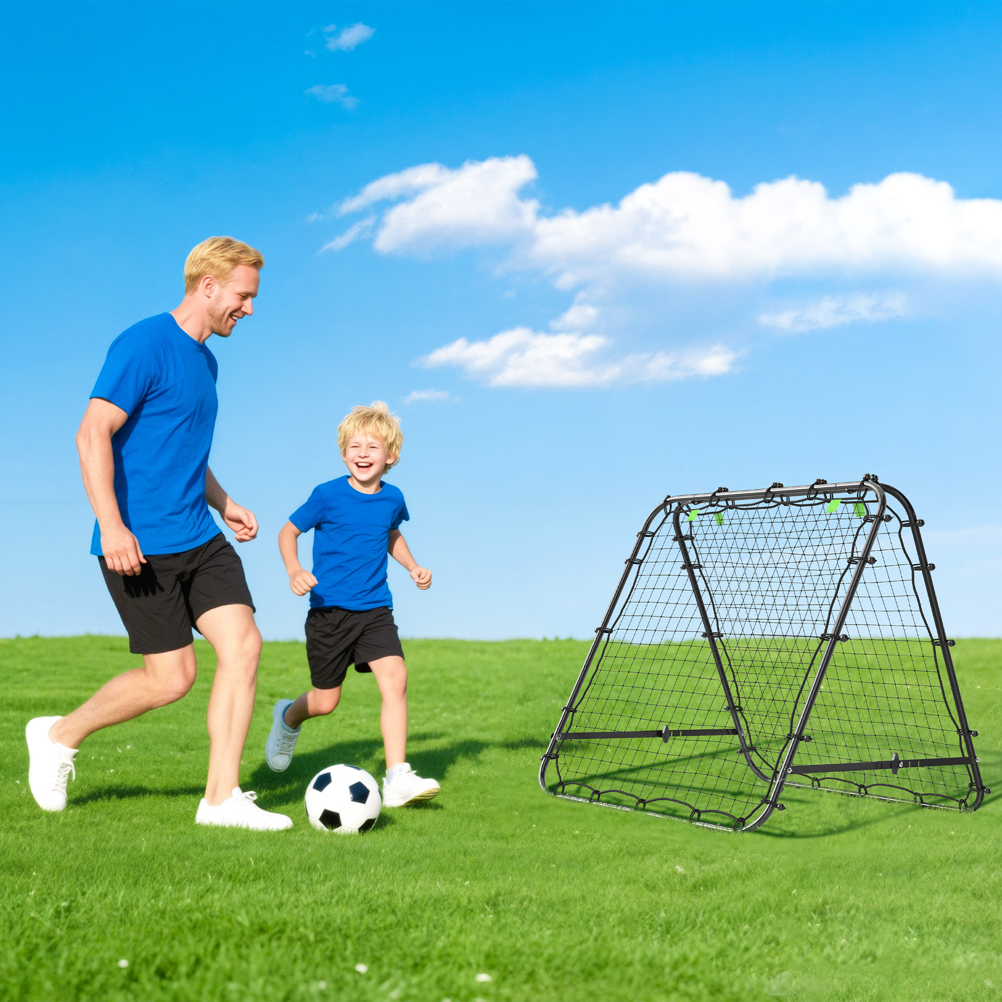Double Sided Football Rebound Net, Five Adjustable Angle Door, Black — image 2