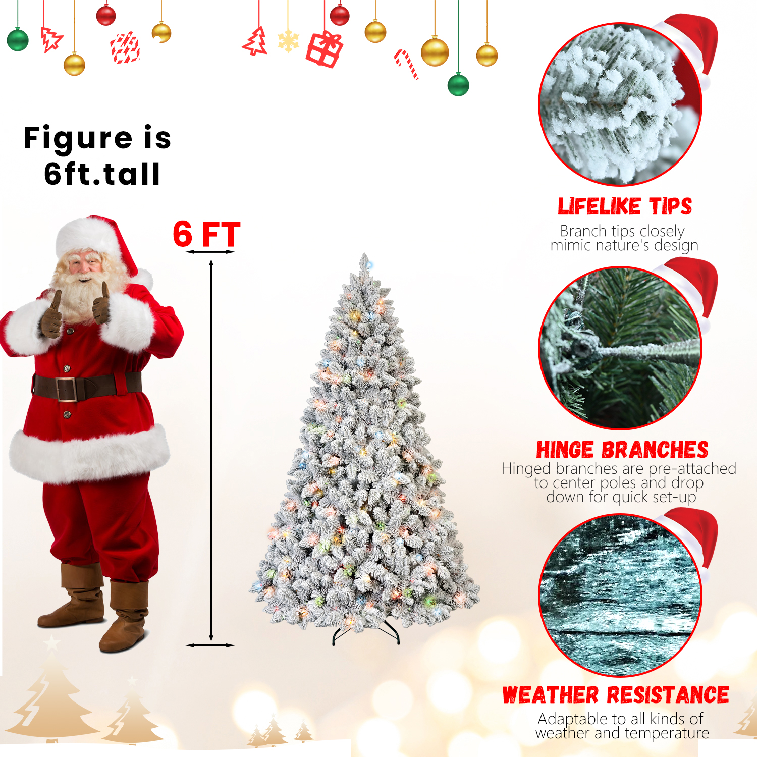 4 5 6 7 FT PVC Mixed Floceked Tree Artificial Full Christmas Tree thumbnail 4