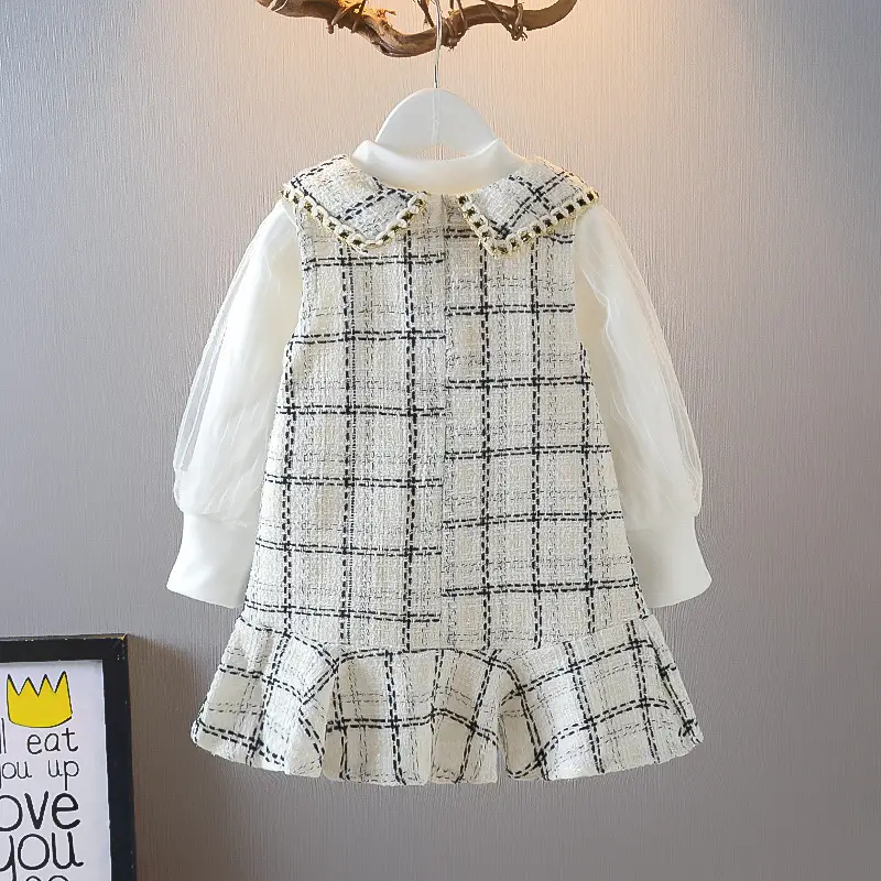 Autumn Girl's Suit Korean Dress Baby Vest Western Style  Two-piece Suit