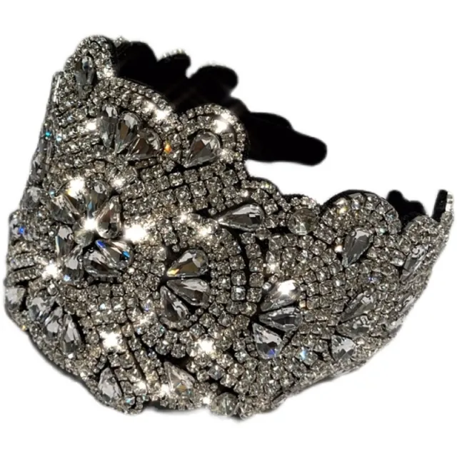 Women's Antiskid Hair Clip Wide Brim Rhinestone Hair Band Headwear Wide Edge Rhinestone Hair Band - Shop at LoveMi