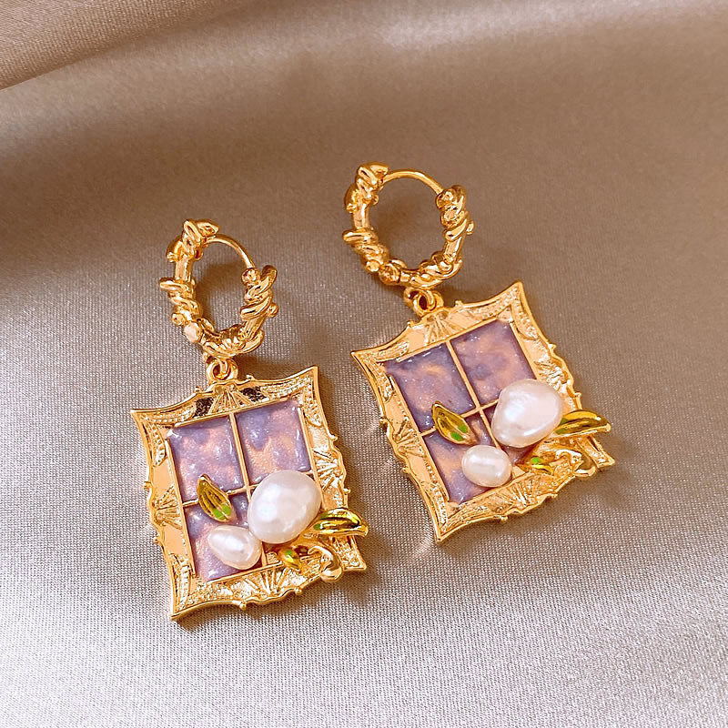 French Forest Style Pearl Floral Earrings Mid-century Luxury Ladies Daily Jewelry