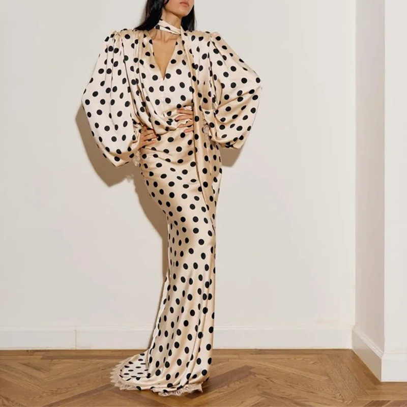 Vintage Polka Dot Puff Sleeve Dress