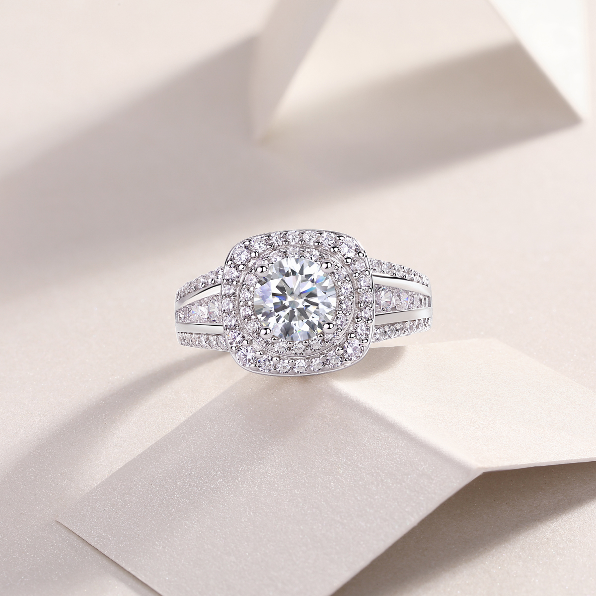 1Starry Sky Crown - A Fashionable Jewelry Ring Set With 1-carat Moissan Diamond S925 Sterling Silver And Platinum-plated Diamond Prohibit Tk Sales